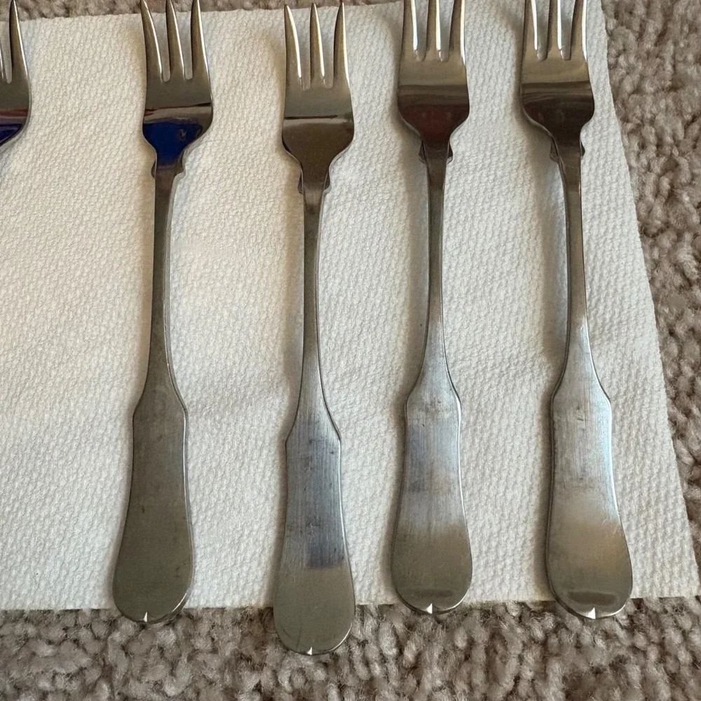 Set Of 8 Vintage Oxford Hall Stainless Japan‎ Appetizer/Cocktail Forks